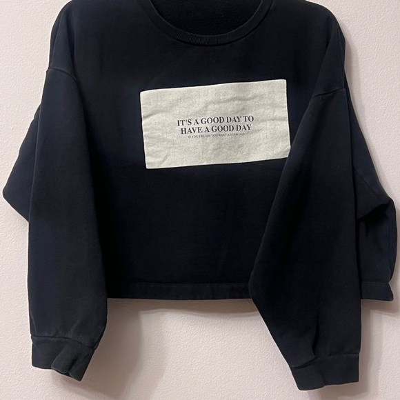 Zara Blue Boxy Cropped Sweatshirt 310 - Picture 3 of 13